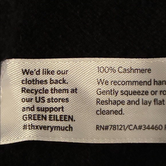 Eileen Fisher 100% Cashmere Zip Front Cardigan Black Luxe Minimalist Sweater L - Picture 7 of 11